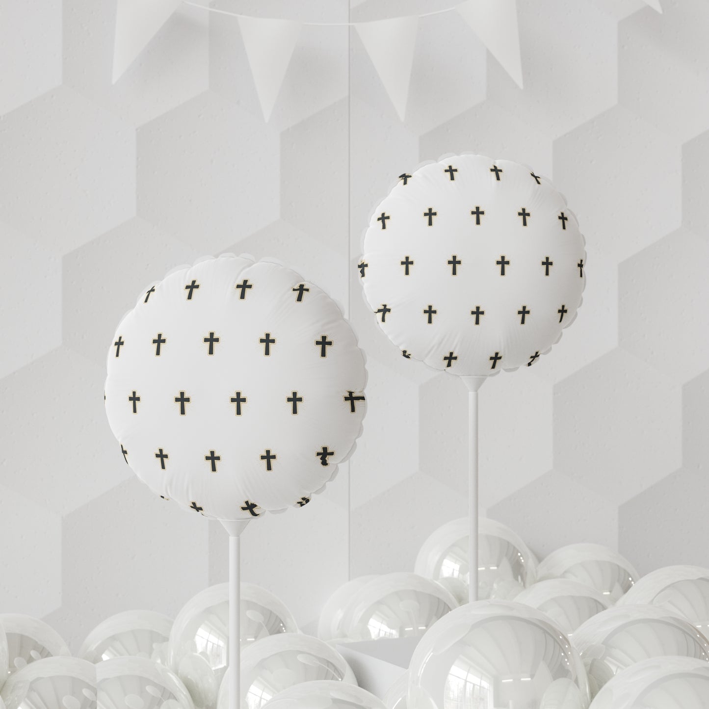 Religious Cross Pattern 11" Round Balloon — Faith Celebration Balloon
