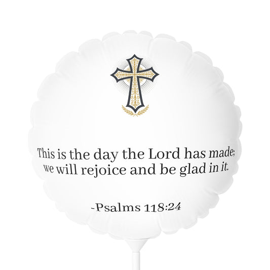 Religious Balloon — Psalms 118:24 Cross Mylar Balloon (11")