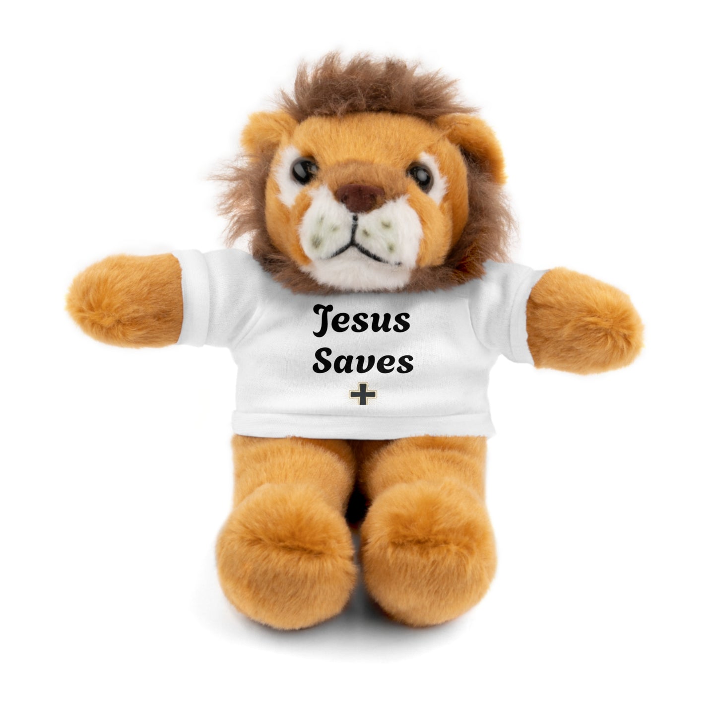 Christian Teddy Bear — Plush Toy Wearing “Jesus Saves” Tee