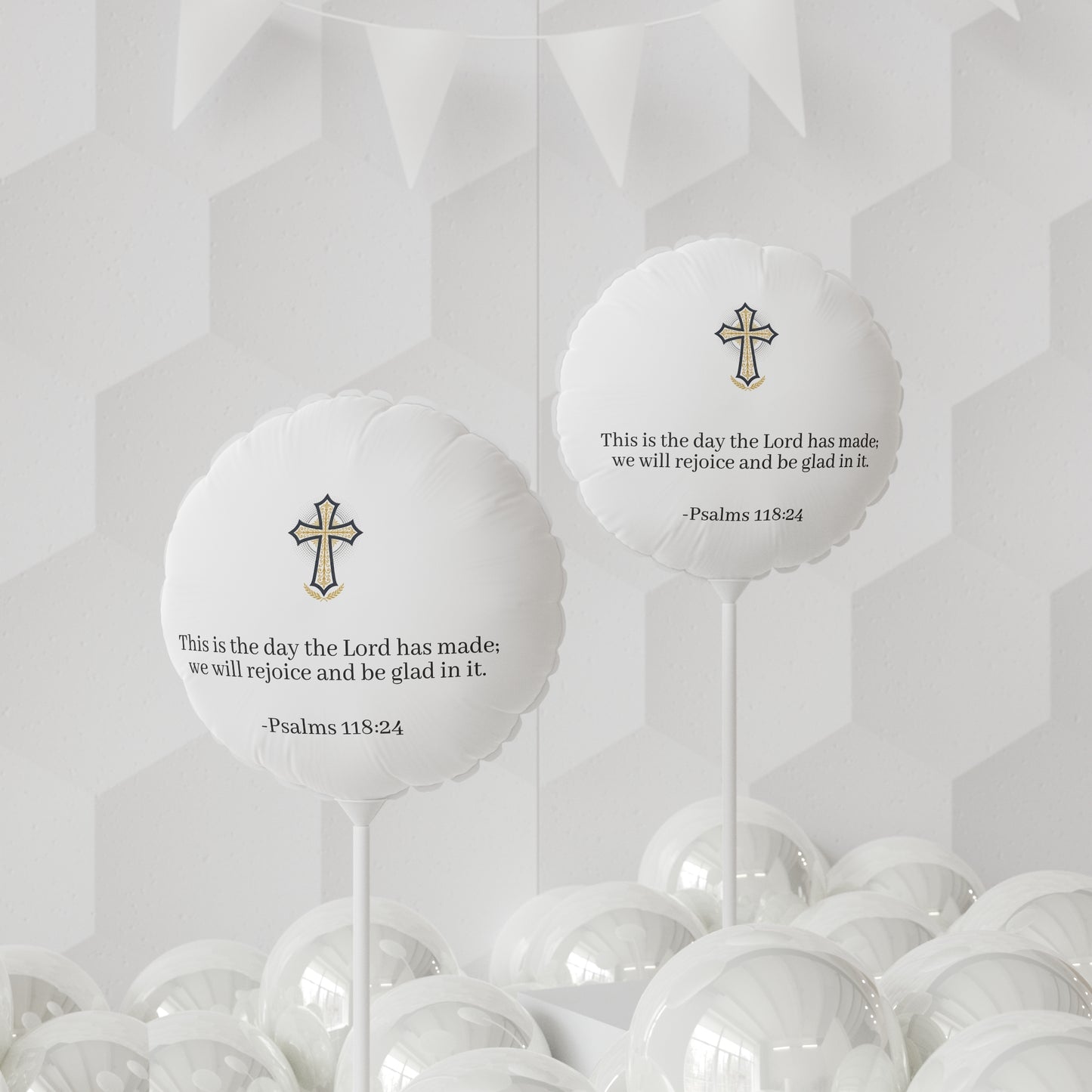 Religious Balloon — Psalms 118:24 Cross Mylar Balloon (11")