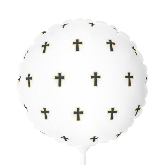 Religious Cross Pattern 11" Round Balloon — Faith Celebration Balloon