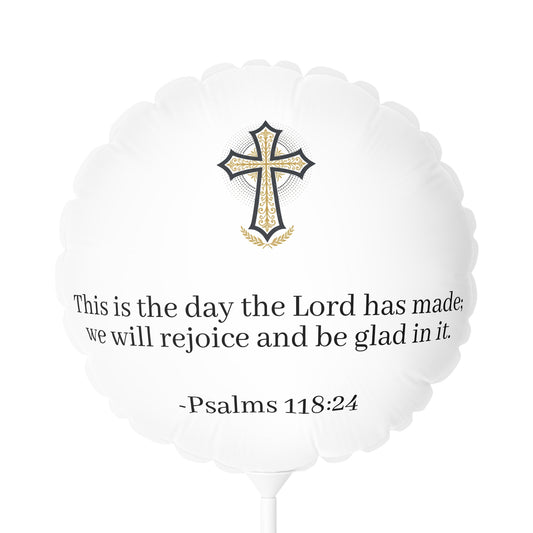 Religious Balloon — Psalms 118:24 Cross Mylar Balloon (11")