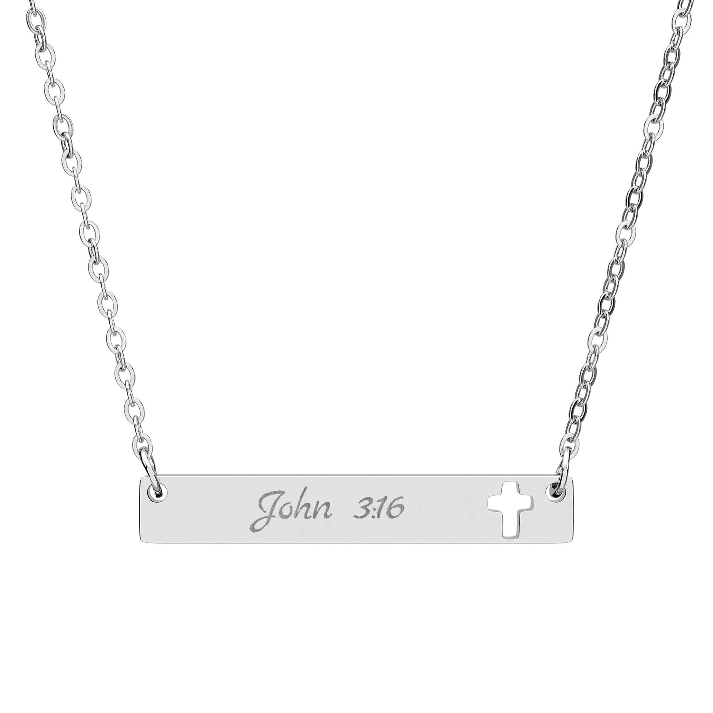 Cutout Cross Bar Necklace (Engraving)