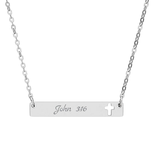 Cutout Cross Bar Necklace (Engraving)