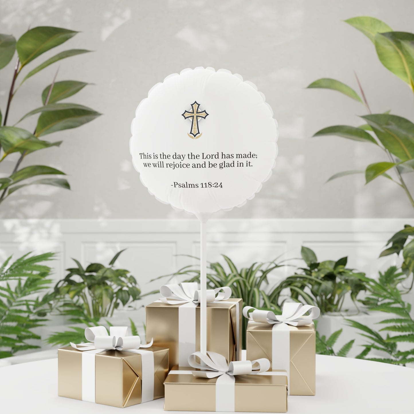 Religious Balloon — Psalms 118:24 Cross Mylar Balloon (11")