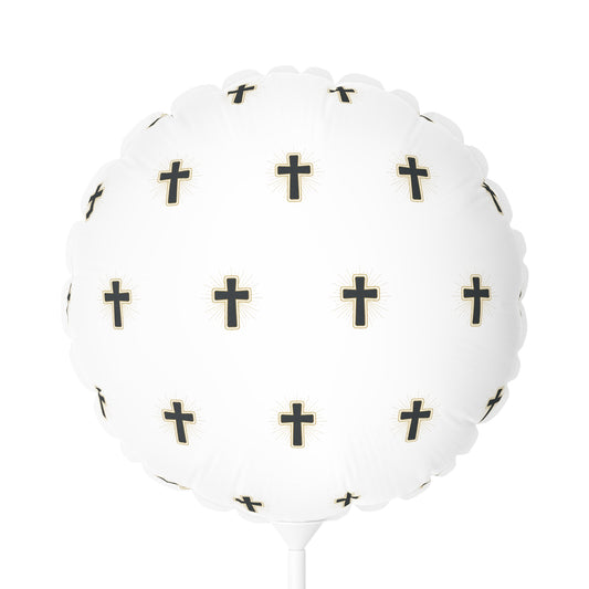Religious Cross Pattern 11" Round Balloon — Faith Celebration Balloon