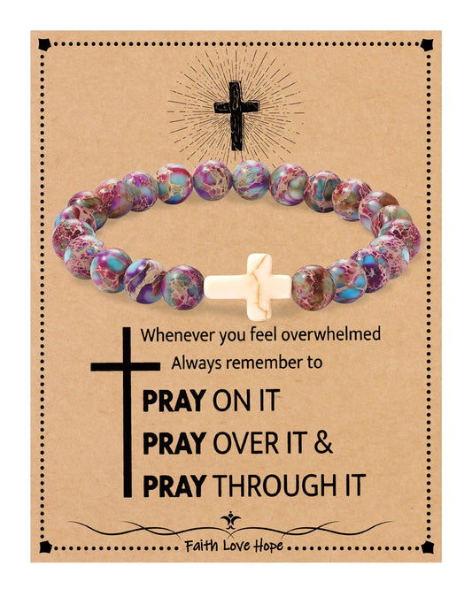 Jesus Gifts Religious Bracelets for Women Faith Cross Bracelets Easter Basket Stuffers Christian Gifts Beaded Bracelet Communion Baptism Jewelry